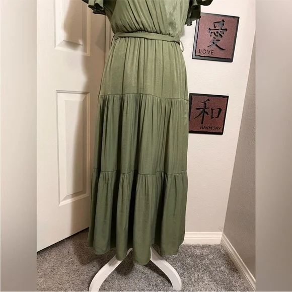 PrettyGarden Olive Maxi Dress with Tie Waist - Picture 6 of 11